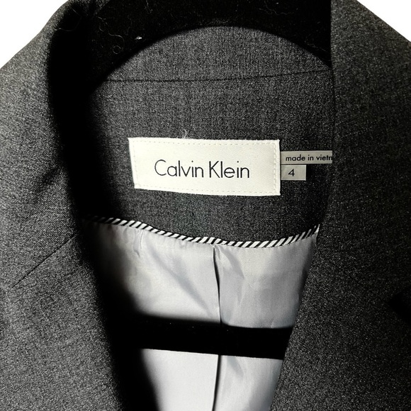 Calvin Klein Blazer Jacket Size 4 Fitted Career Office Wear In Charcoal Grey - Picture 2 of 7